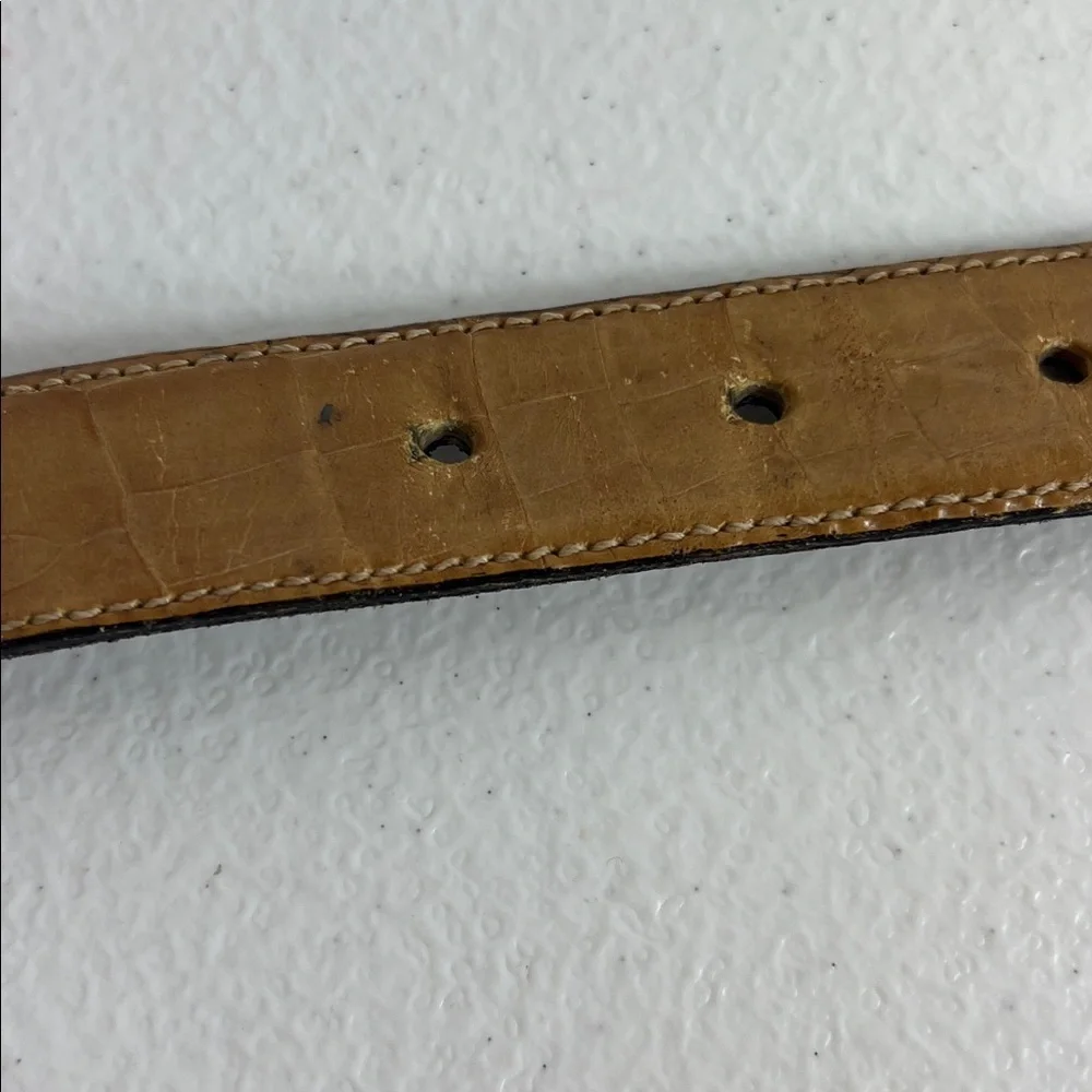 Vicenza Sz 26 Embossed Belt Tan Italian Calfskin Ornate Buckle